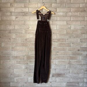 90s mod edge brown velvet bib overalls